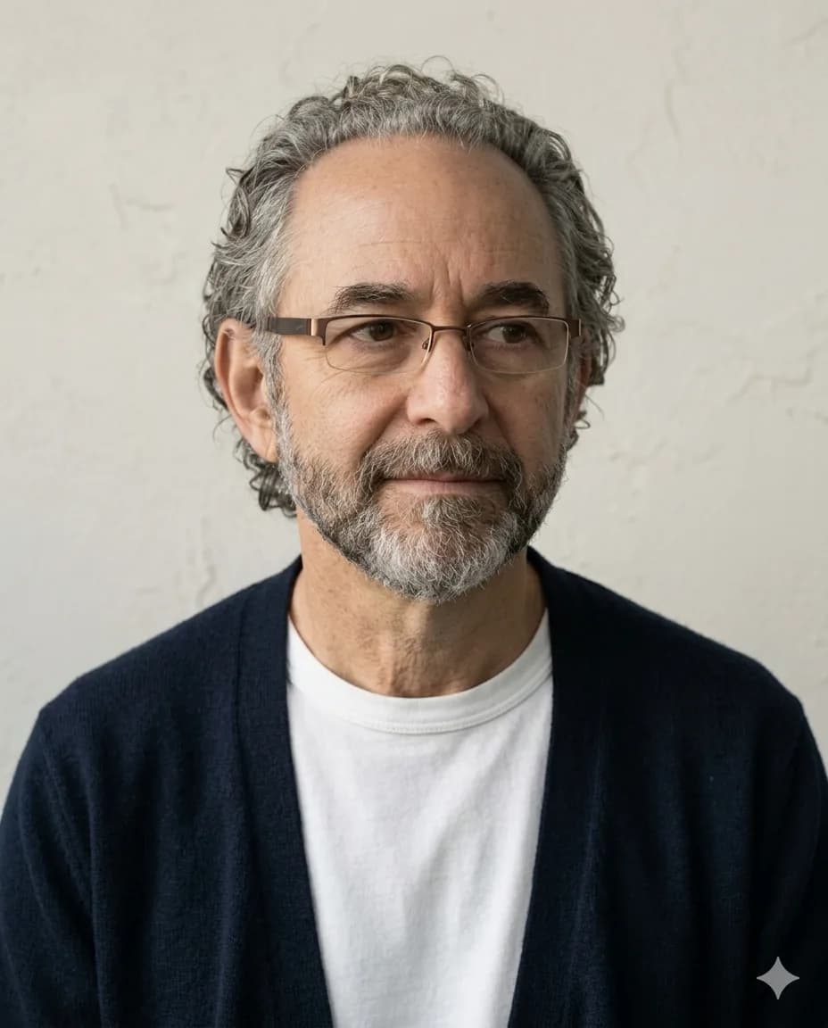 Portrait of Alan Hirsch seated in conversation, editorial photograph.