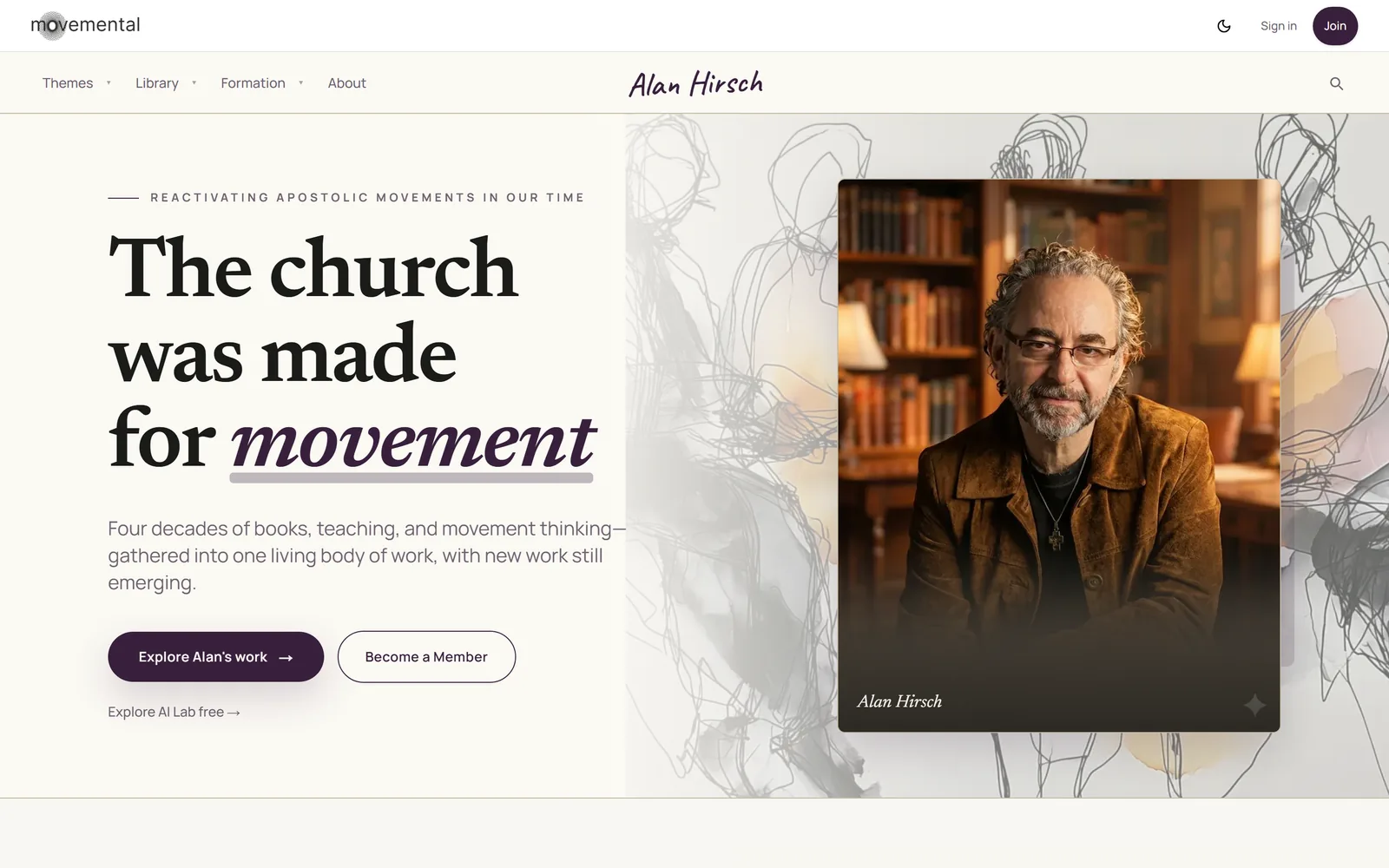 The alanhirsch.com home page: The church was made for movement