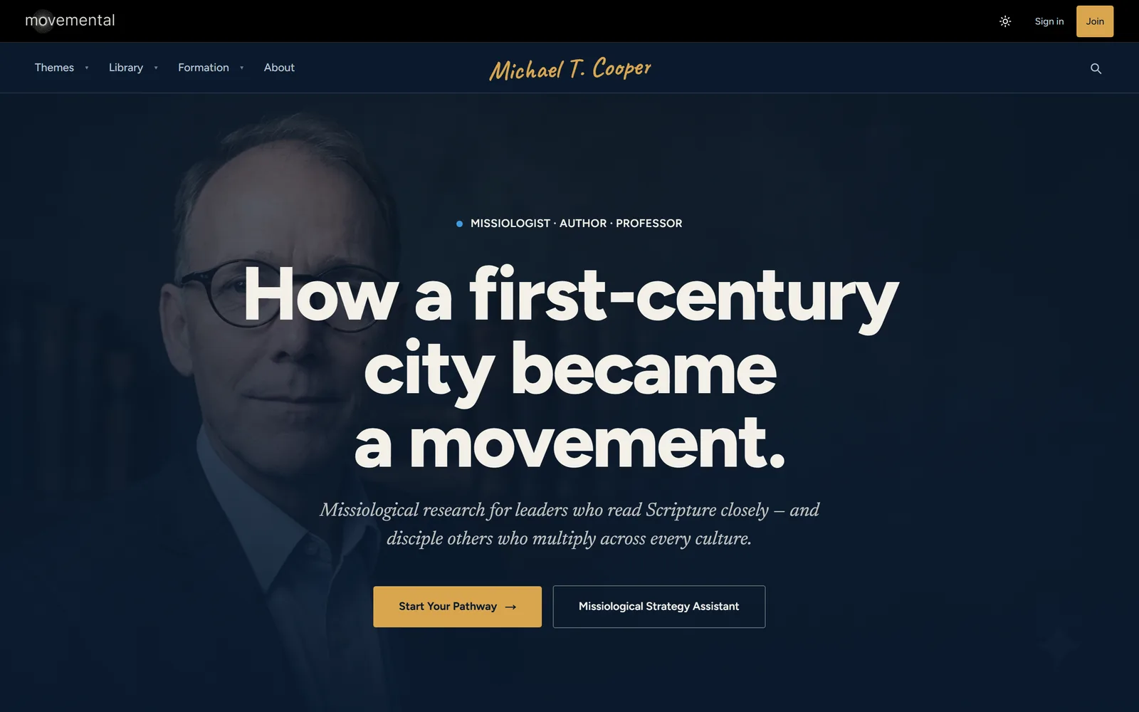 The drmichaelcooper.com home page: How a first-century city became a movement